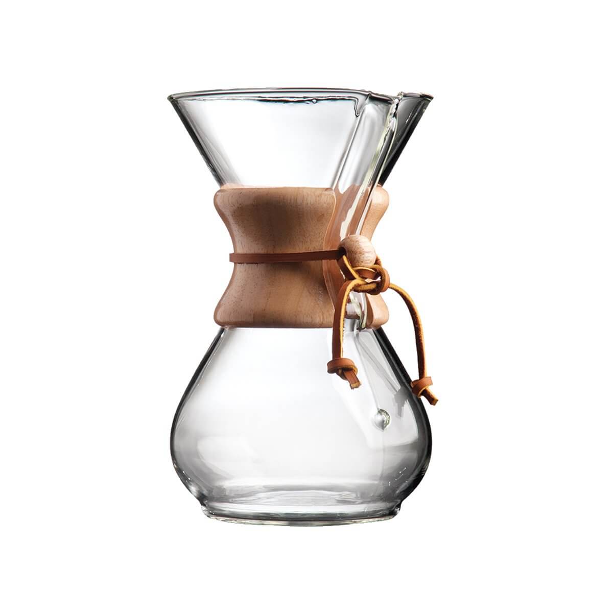 Chemex, classique, 6 tasses, cafetière, coffee maker, pourover brewing, 6 ou 8 tasses, 6 or 8 cups format
